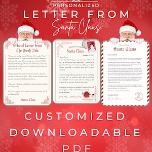 Carta personalizada do Papai Noel Carta personalizada do Pólo Norte Carta de estilo caligráfico do Papai Noel Carta do Pai Natal