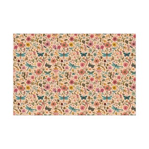 Butterflies and Flowers Wrapping Paper Luxury Nature Gift Wrap with Insects Florals Pastel Birthday Spring Gift Wrap Floral Wrapping Insect image 9