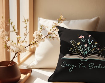 Reading Pillow Reading Nook Decor Book Corner Pillow Gift for Reader Back to School Decor Book Lover Gift Sorry, I'm Booked Pillow Library