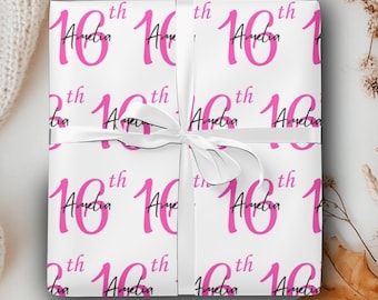 Personalized 16th Birthday Wrapping Paper Custom Name Sweet 16 Gift Wrap for Girls Birthday Elegant Personalized Wrapping Sweet 16