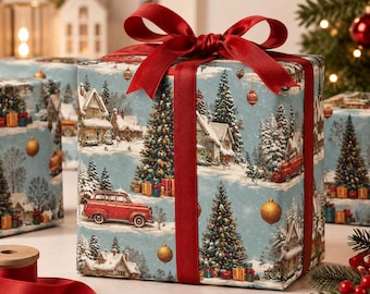 Vintage Christmas Wrapping Paper Nostalgic Festive Gift Wrap Xmas