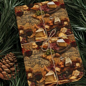 Wine and Cheese Wrapping Paper Cheese Board Gift Wrap for Wine Drinkers Wrapping Paper for Cheese Eaters Unique Gift Wrap Cheese Board