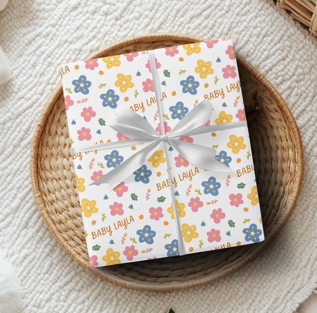 Personalized Baby Gift Wrap for Newborn Custom Name Baby Wrapping Paper ...