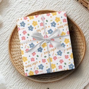 Personalized Baby Gift Wrap for Newborn Custom Name Baby Wrapping Paper Cute Babys Name Gift Wrap Roll New Parents Wrapping