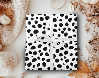 Dalmatian Spot Wrapping Paper Chic Black and White Gift Wrap for Modern Birthday Animal Print  Spots  Polka Dot Gift Wrap Roll for Dogs
