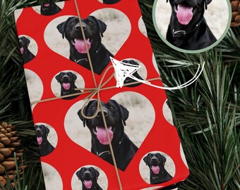 Papel de regalo personalizado para perros, papel de regalo con foto de perro personalizada, papel de regalo de cumpleaños para perros, papel de regalo personalizado para mascotas de Navidad
