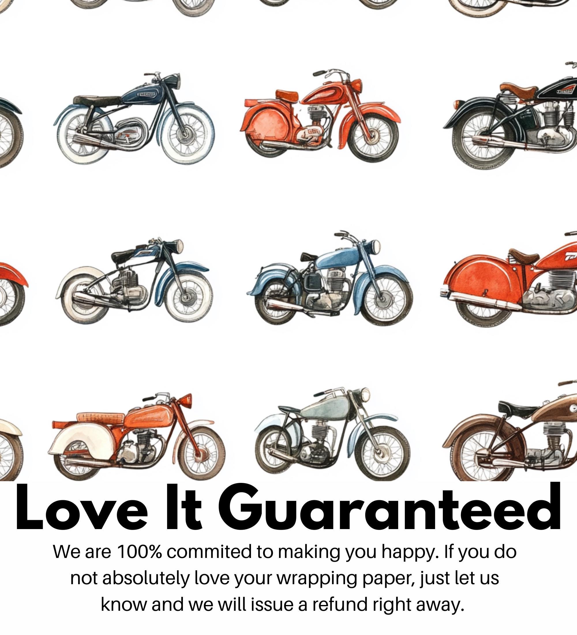 Classic Motorbike Wrapping Paper Retro Motorcycles Gift Wrap Vintage ...