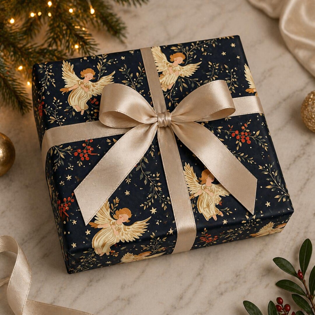 Angel Wrapping Paper Angel Gift Wrap Festive Angel Wrapping Paper Cute ...