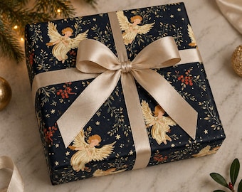 Angel Wrapping Paper Angel Gift Wrap Festive Angel Wrapping Paper Cute Aesthetic Gift Wrap for Xmas Christians