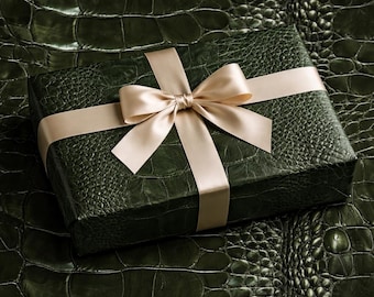 Crocodile Skin Wrapping Paper Luxury Leather Look Gift Wrap Black Designer Style Wrap Mens Gift Paper Matte or Glossy 3 Sizes