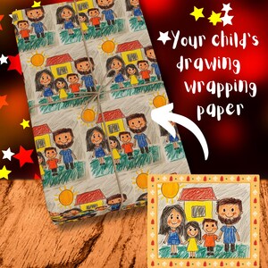 Carta da regalo personalizzata Carta da regalo con disegno del tuo bambino Opere d'arte personalizzate per bambini su carta da regalo Regalo carino per i nonni Il tuo design