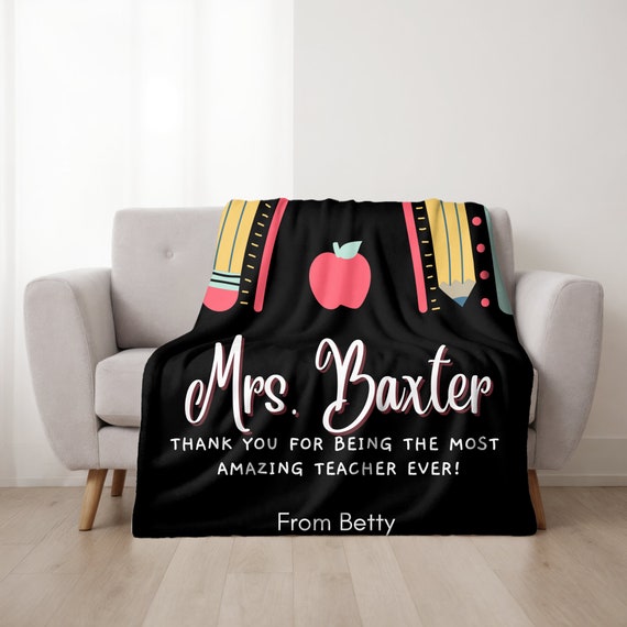 Teacher Blanket Custom Teacher Gift Personalized Blanket Teacher of the Year Teacher Appreciation Gift Velveteen Plush Blanket End of Year