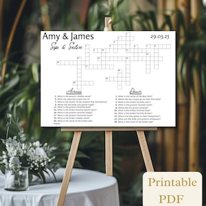 Personalized Wedding Crossword Sip & Solve Custom Wedding Crossword Wedding Activities Games for Wedding Breakfast PDF Printable Crossword