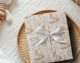 Vintage Rabbit Gift Wrap Cute Rabbit Wrapping Paper Baby Shower Kids Wrapping Paper Baby Showers Kids Birthdays  Special Occasions