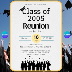 Bearbeitbares Klassentreffen Einladen High School Wiedervereinigung College Wiedervereinigung Einladung Alumni Ereignis Digitale Canva Vorlage Sofortiger Download Digital