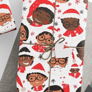 Black Santa Wrapping Paper African American Gift Wrap Inclusive Christmas Paper Black Christmas Gift Wrap for African American Xmas image 2