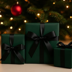Elegant Dark Green Christmas Wrapping Paper Matte Holiday Gift Wrap ...