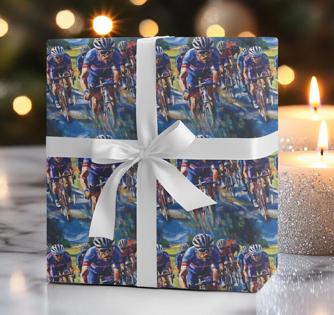 Cycling Gift Wrap for Cylists Bicycle Themed Wrapping Paper Triathlon ...