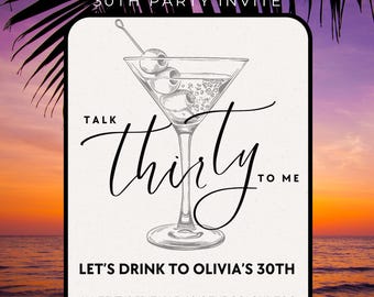 Talk Thirty To Me 30th Editable Birthday Invitation 30th Birthday Edit Instant Download Canva Cocktail Themed Thirtieth Birthday Invitation