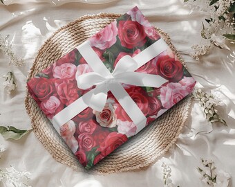 Roses Wrapping Paper Floral Gift Wrap with Roses Gift Wrap for Her Roses Mothers Day Valentines Day Gift Wrap Love