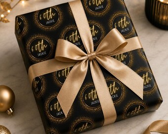 Personalised Birthday Wrapping Paper Any Age Any Name Black & Gold Luxury Gift Wrap Custom Milestone Birthday Paper Elegant Wrap