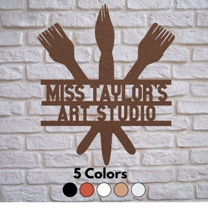 Art Teacher Sign for Art Studio Custom Teacher Sign Personalized Art Studio Metal Sign Gift for Art Teacher Classroom Display Teacher Gift