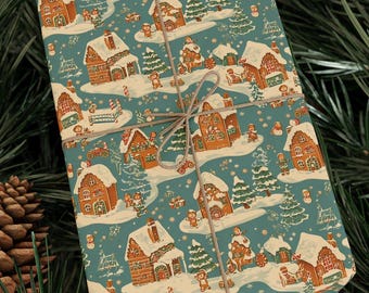 Retro Lebkuchenhaus Geschenkpapier Retro Lebkuchenmann Geschenkverpackung Vintage Lebkuchenleute Geschenkpapier Festliche Retro Geschenkverpackung