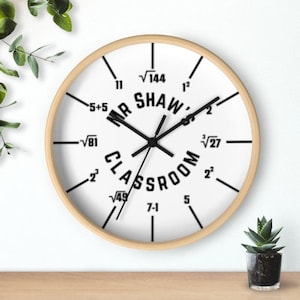 Maths Teacher Clock Custom Teacher name Wall Clock Gift for Maths Classroom Decor Teacher Appreciation End of Term Custom Gift Personalized