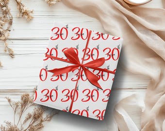 Custom 30th Birthday Wrapping Paper Personalized Name 30th Gift Wrap for Girls Birthday Elegant Personalized Wrapping for 30th