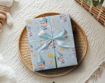 Personalised Boy's Birthday Gift Wrap Custom Boy's Birthday Wrapping Paper Your Face on Wrapping Paper for Birthday Boy