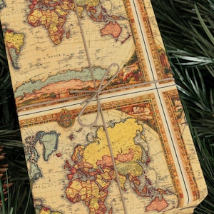 Vintage inpakpapier Vintage wereldkaart cadeaupapier Vintage wereldkaart inpakpapier kaart cadeaupapier Vintahr verjaardagscadeaupapier