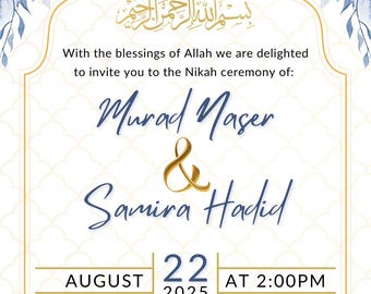 Bearbeitbare muslimische Hochzeitseinladung Digital Evite Islamische Hochzeit Canva Vorlage Sofortiger Download Canva Vorlage für muslimische Hochzeit bearbeiten