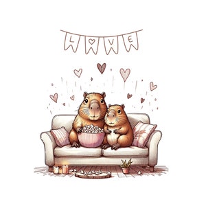 Love & Capybaras - Gemütliches Capybara Paar Tee zum Valentinstag