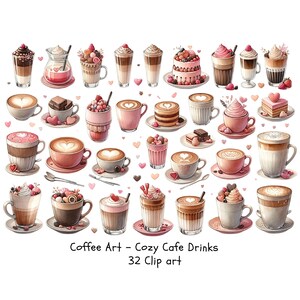 Art du café de la Saint-Valentin - Illustration de boissons de café confortable