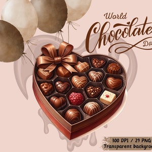 World Chocolate Day Digital Artwork - Chocolate Bundle Illustration with Transparent Background - Instant Download