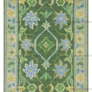 Handmade Oushak Rug: Authentic Turkish Carpet, Vintage Design