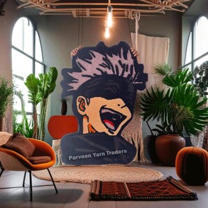 Handmade Tufted Area Rugs loop and cut Pile rug Custom Artisan Floor Decor Modern Hand Tufted Rug Anime Tufted Rug Anime-Inspired Tufted Rug