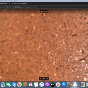 May include: Close-up image of a brown, textured surface with small, round, light-colored spots. The surface appears to be made of a natural material, such as wood or stone.