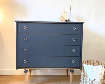 Commode style scandinave bleue