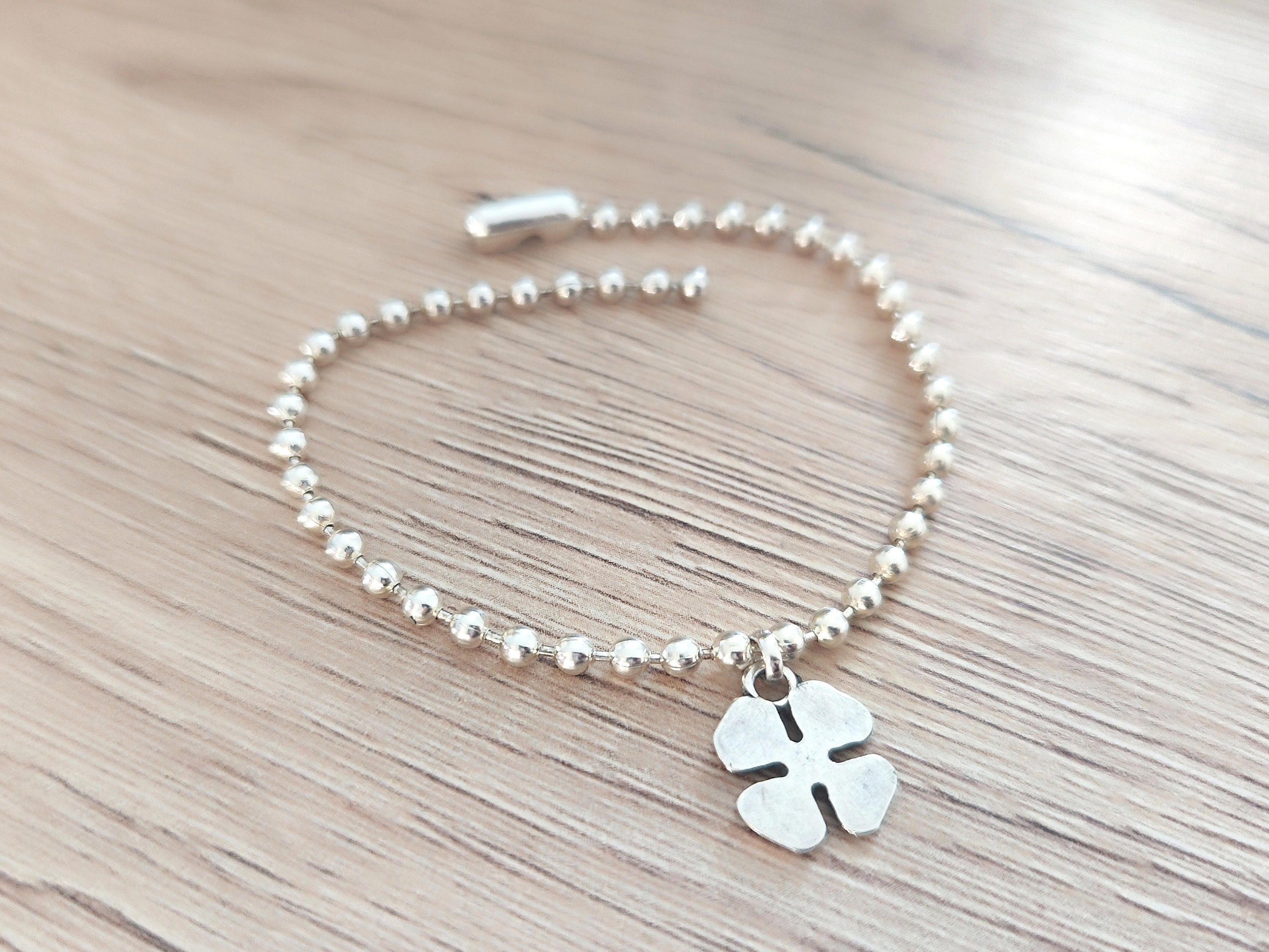 ★rosemont★ Silver clover ball bracelet RA24B22J Clover Bracelet, Silver Ball Bracelet, Lucky Bracelet
