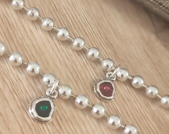 Large SILVER bead bracelet, stone bracelet, ball chain bracelet, friendship bracelet, modern jewelry, armband silver, bracelet with color