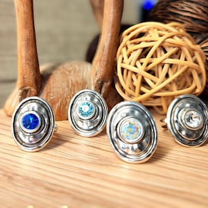 Swarovski Ring, Irregular Oval Ring, Large stone ring, adjustable ring, sunflower stone ring, Swarovski stone, original ring, gift