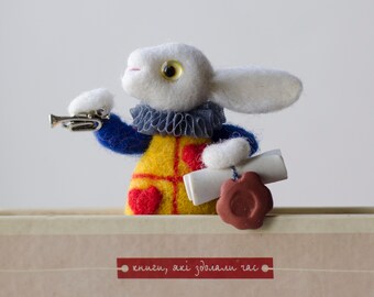 Handmade 3D Felted White Rabbit Bookmark - Teachers Gift Idea