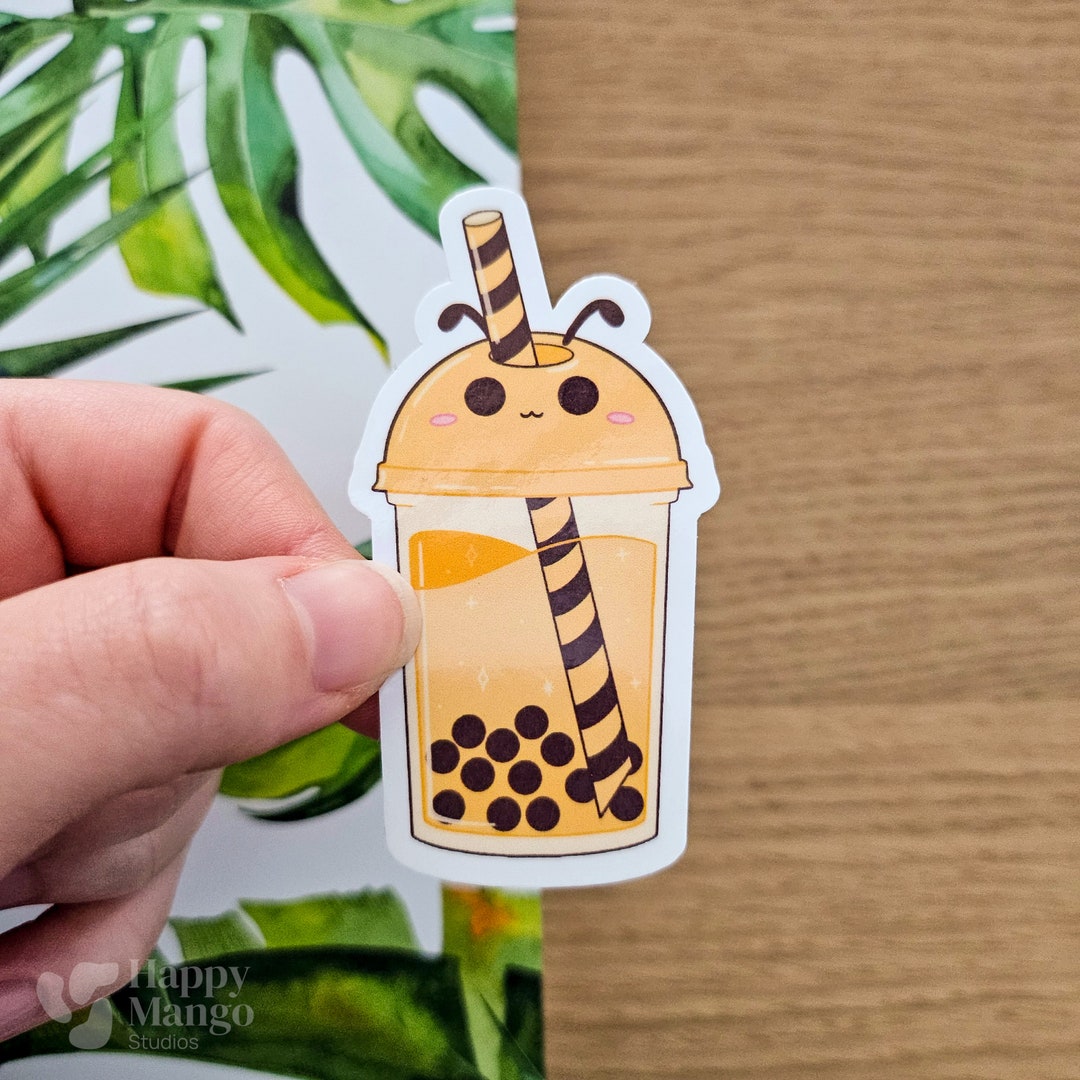 Boba Bee Drink Vinyl Bubble Tea Sticker Boba Buddies Glossy Glitter
