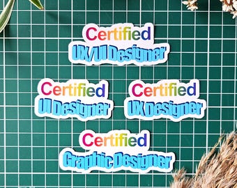 Gecertificeerde ontwerper WordArt-stickers - handgemaakte ontwerpsticker - ui designer, ux designer, ux/ui designer en grafisch ontwerper