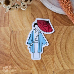Adesivo origami donna giapponese in kimono - Adesivo artistico giapponese fatto a mano per laptop, diario, quaderno e scrapbooking