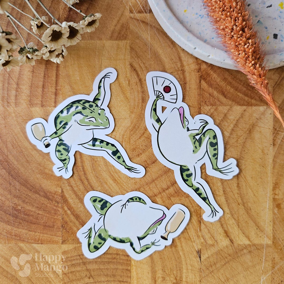 Japanese Dancing Frogs Sticker Set – Handmade Stickers - Perfect for ...