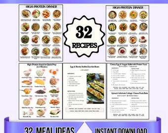 32 recetas de cenas ricas en proteínas: Plan de comidas para bajar de peso (Descarga digital)