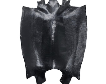 Black Ring Lizard Exotic Leather for Luxury Leathercraft, Genuine Lizard Hide, Glazed Finish Skins for BeSpoke Crafts, Bags, Shoes, Wallets