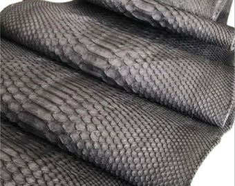 Exotic Leather Black Python Hide for Luxury Leathercraft, Genuine Snakeskin, Matte Finish, Real Python Skin for Accessories, cuir de serpent